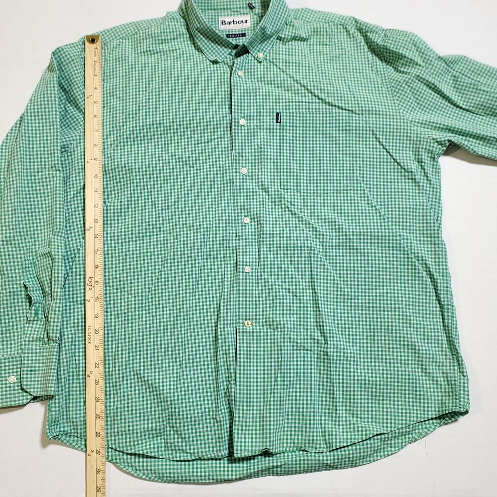 Barbour Shirt 3XL Regular Fit Green Country Outdoor Cotton Check Button Up Mens - Picture 9 of 13
